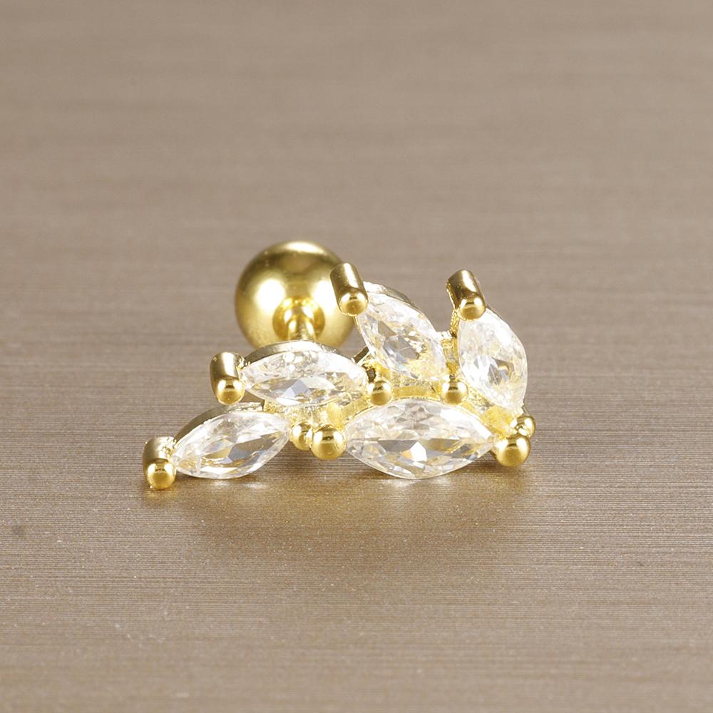 1 Stück 316L Edelstahl Geometrie Ohrstecker Für Frauen Mode Stern Mond Lappen Daith Helix Knorpel Ohrring Piercing Zirkon