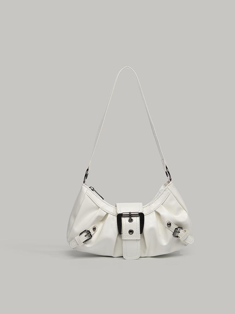 

Niche retro pleated armpit bag female American hottie fan car bag commuter versatile shoulder bag work handbag белый