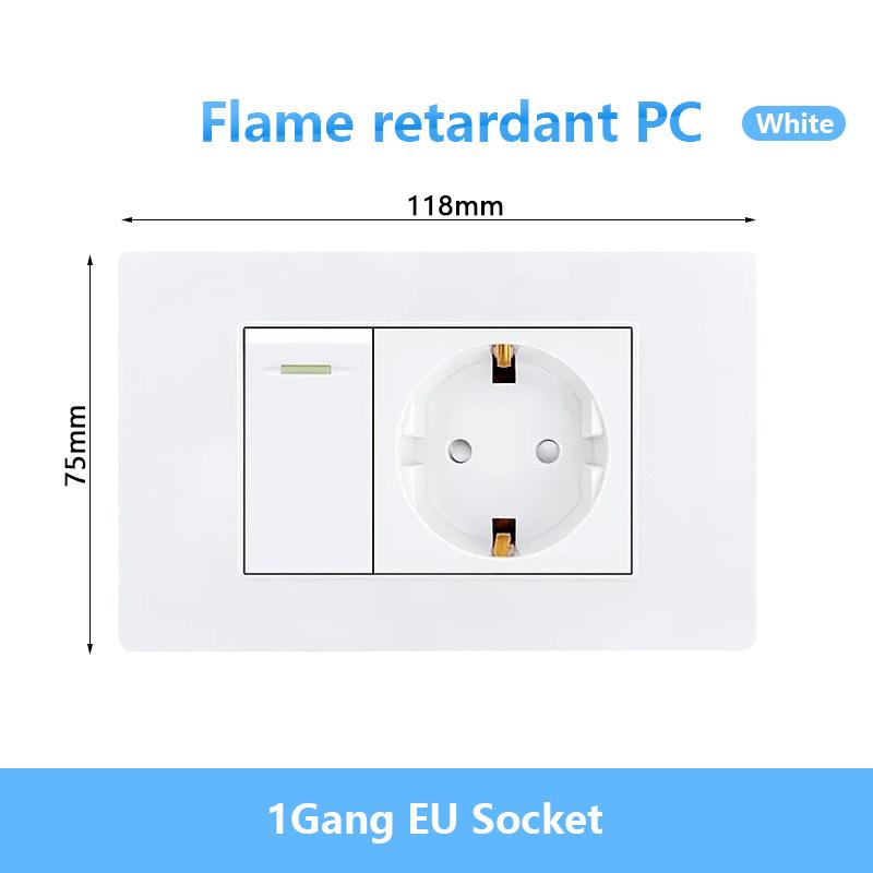EU Korea Stromstecker mit 16A USB-Steckdose, Elektrisches 2-Wege-Lichtschalter-Panel, Universelle USB-Typ-C 20W Schnellladebuchse 220V