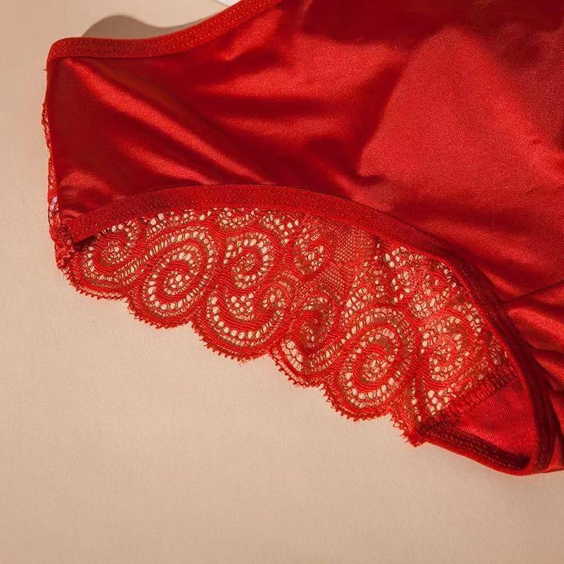 Satin Ice Silk Bow Hollow Triangle Panties - Women's 2025 Hot Style