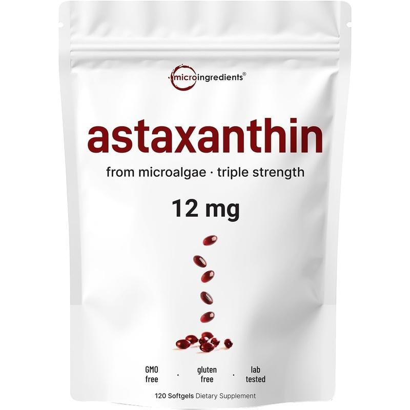 Astaxanthin Weichkapseln 12mg Hautgesundheit Antioxidative Unterstützung 120 Weichkapseln Tägliches Wohlbefinden 120 Capsules