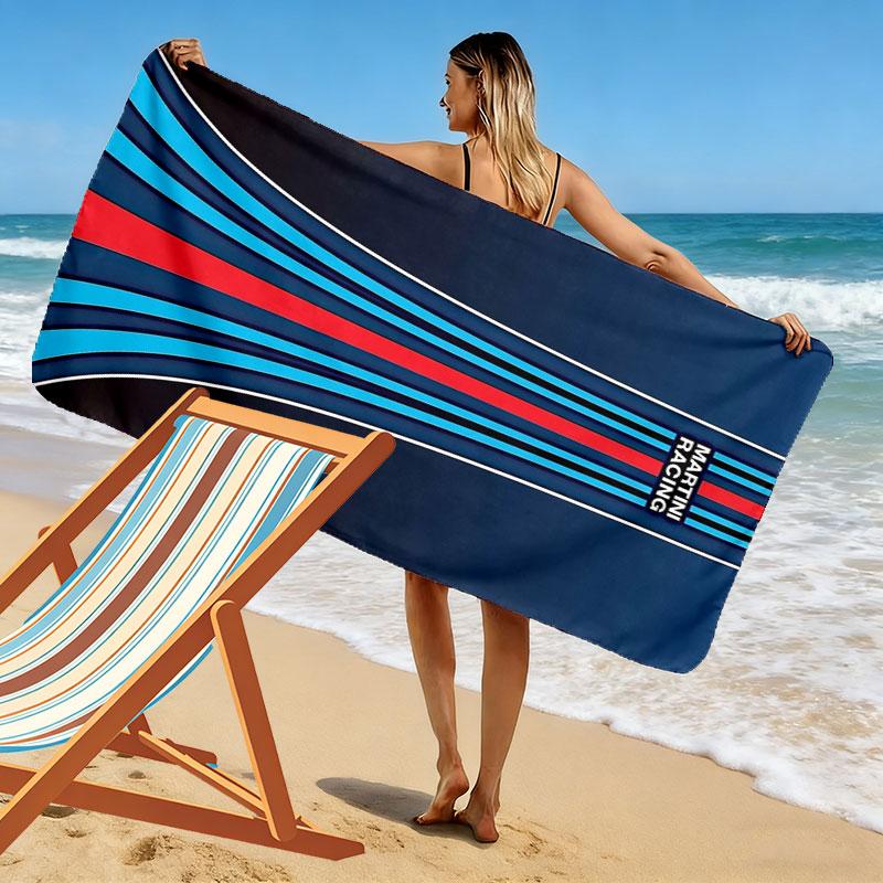Martini Racing Print Strandtuch, Großes Weiches Schnelltrocknendes Handtuch für Strand Camping Schwimmen