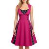 Women's Retro Fitted Sleeveless Polka Dot Print Dress For Performance