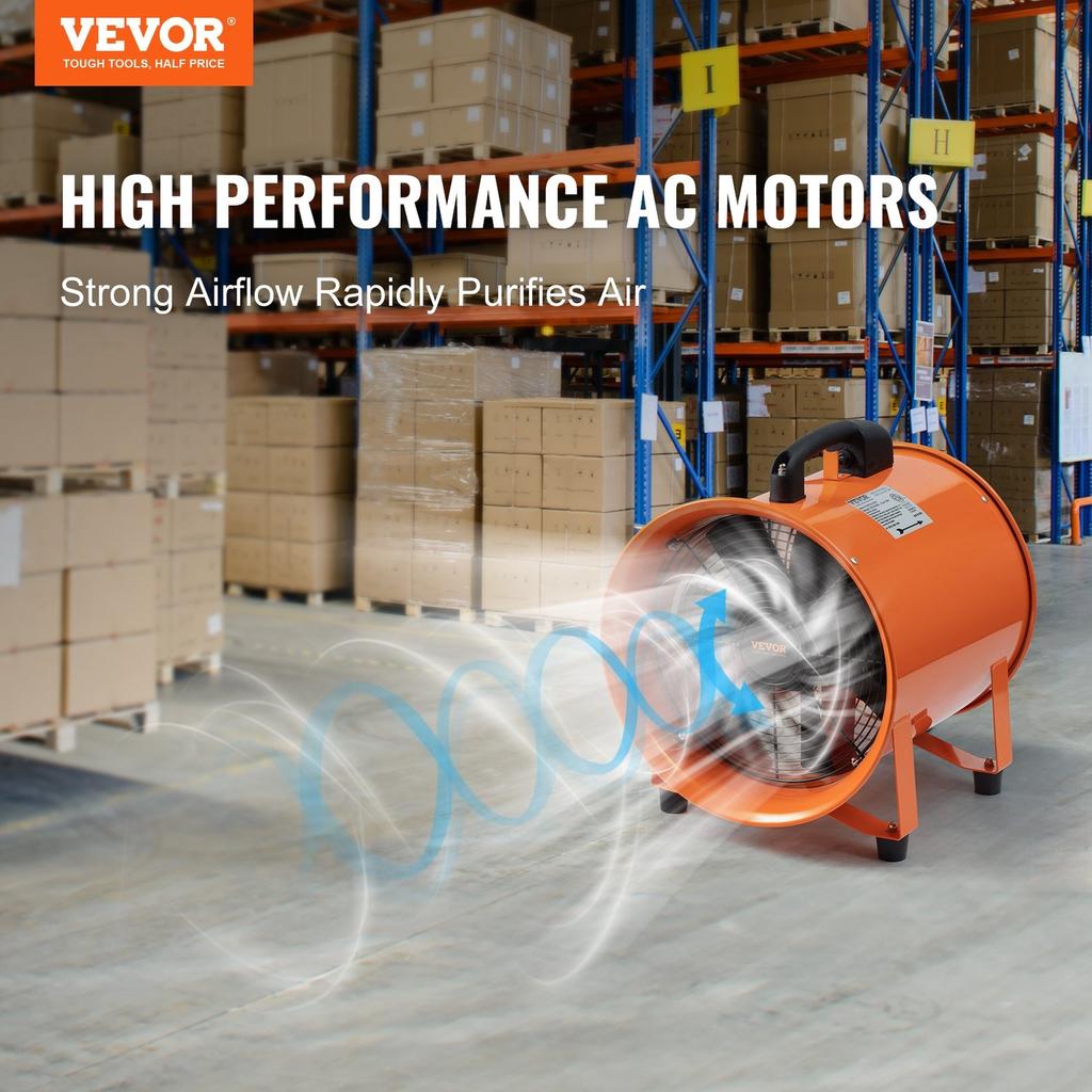 254mm Extractor Fan Blower Portable 5m Duct Hose Ventilator Industrial