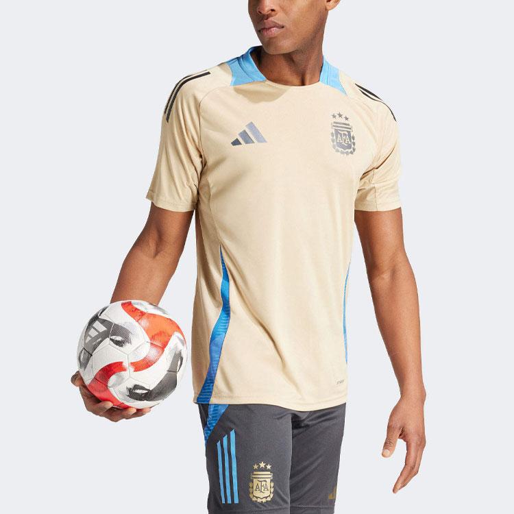 Adidas Tiro 24 Argentina Crest Print Colorblock Soccer Jersey Men Tops Yellow IQ0816