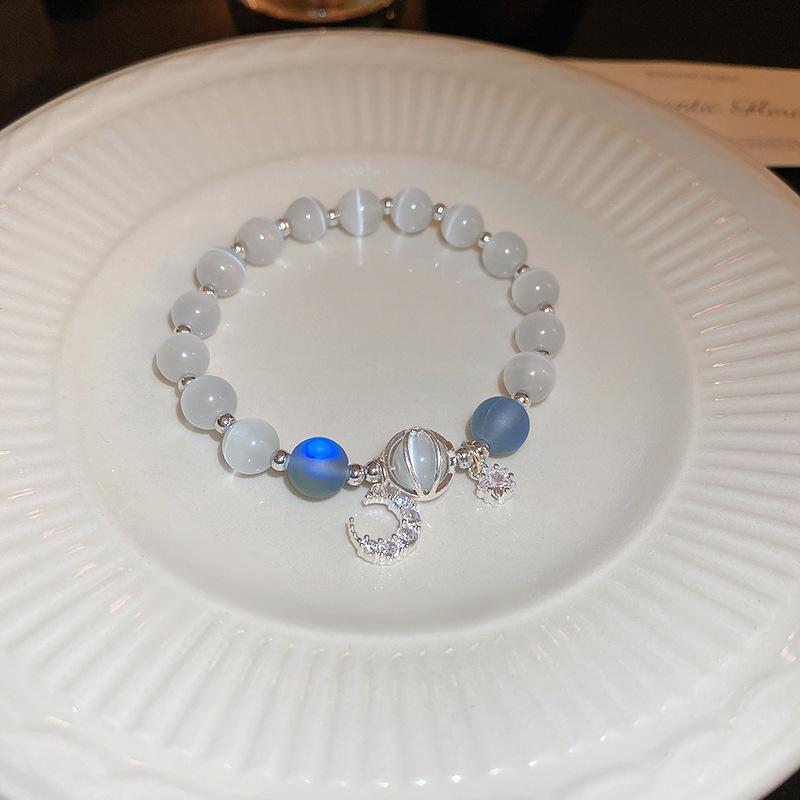 Natural Crystal Beaded Bracelet: Yellow & White Retro Wenwan Style, Light Luxury, High-End Jewelry