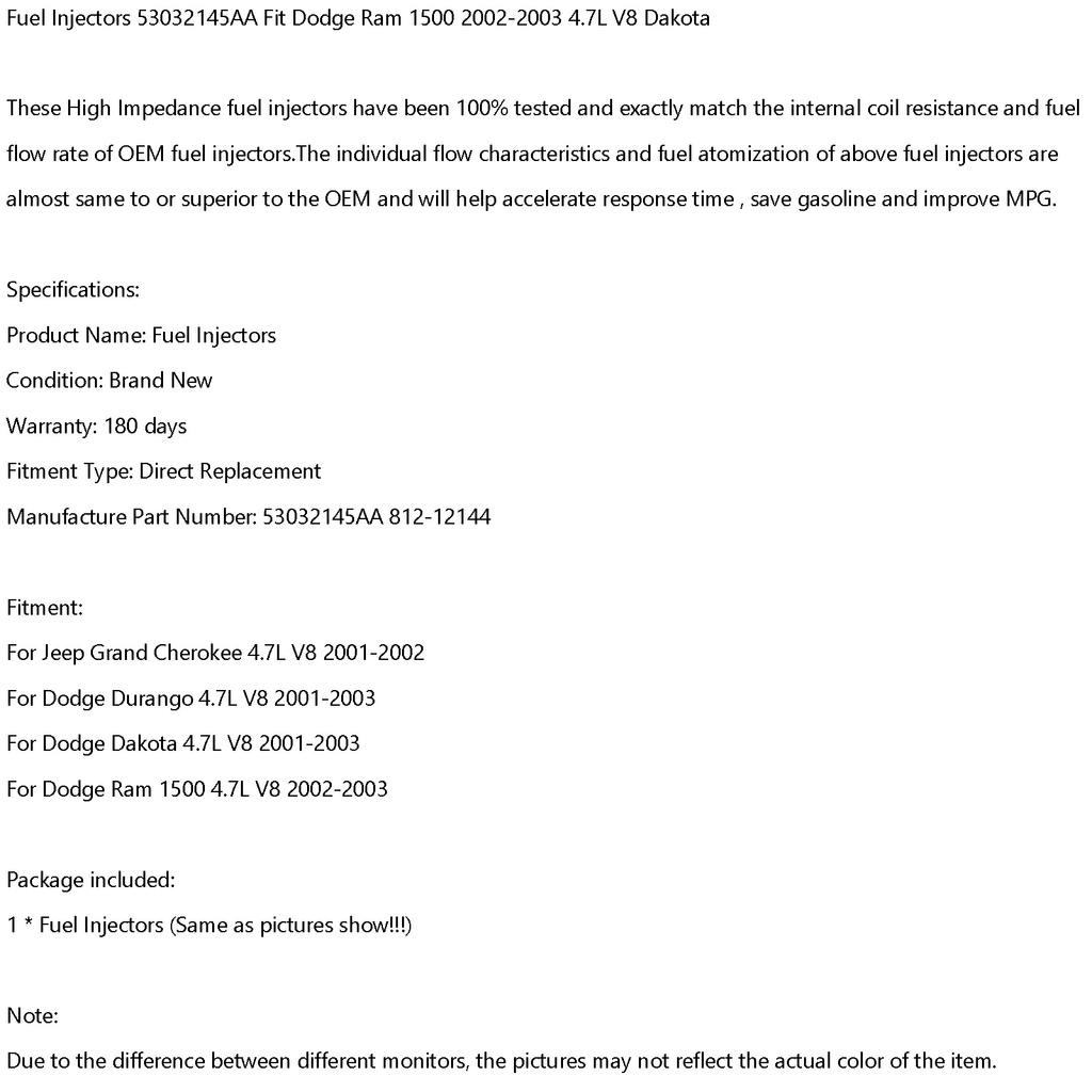 1PCS Fuel Injectors 53032145AA Fit Dodge Ram 1500 2002-2003 4.7L V8 Dakota