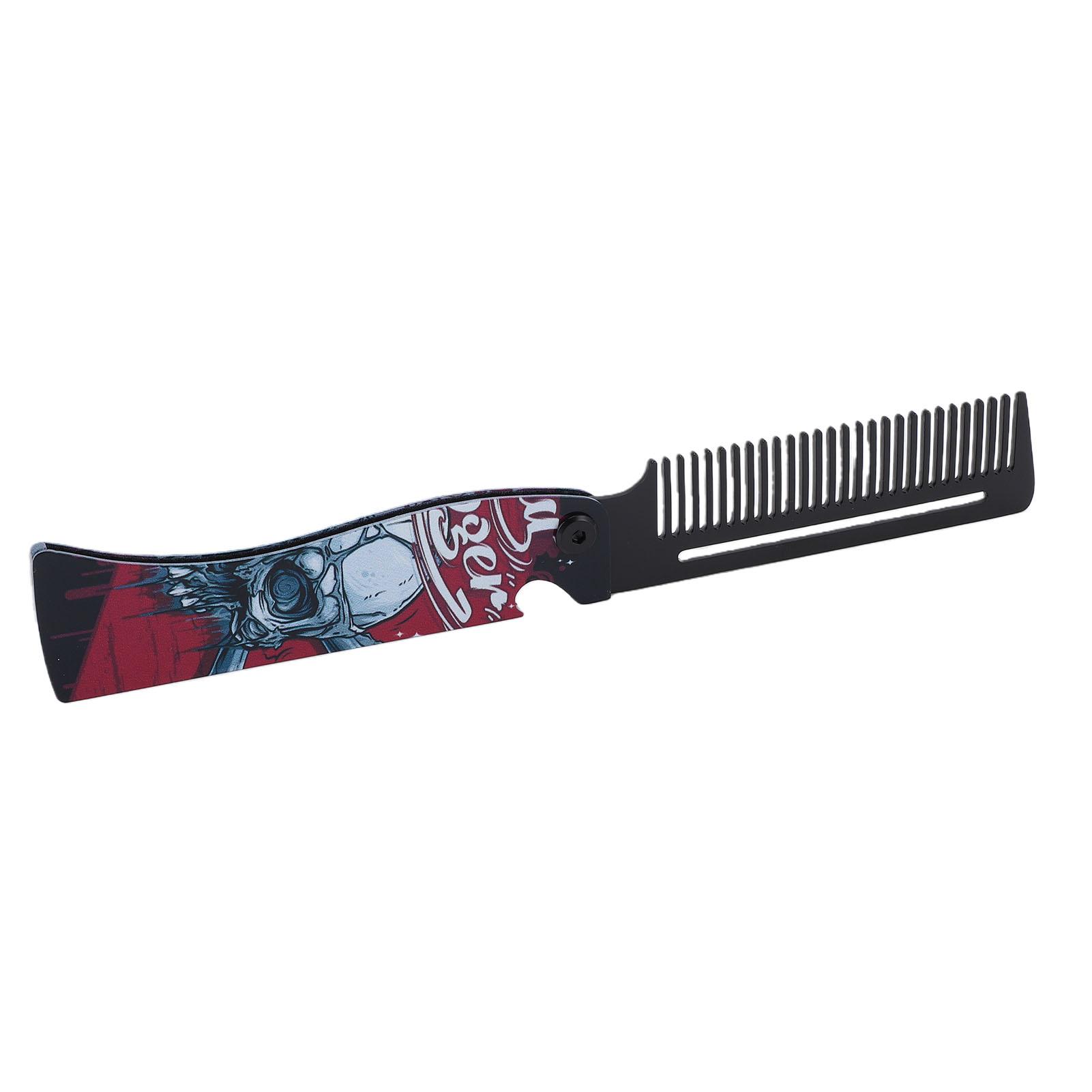 Folding Stainless Steel Pocket Comb Bottle Opener Portable Pocket Comb Mustache Beard Comb Large Size