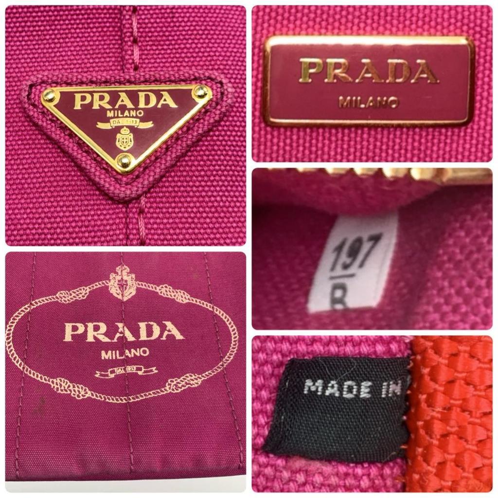 PRADA Canapa Mini Handbag Tote Shoulder Bag Canvas 2WAY Pink Logo Jacquard Women's