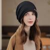 All-Match Large Head Circumference Curled Brim Velvet Hat Autumn And Winter Thickened Knitted Hat Women'S Warm Wool Hat