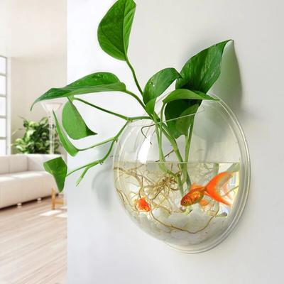 Wall Hanging Fish  Acrylic Fish Bowl Hanging Decorative Container Wall Hanging Fish