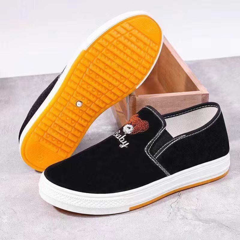 Canvas shoes female students spring new semi-drag lazy one pedal versatile breathable large size white shoes board shoes