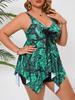 Plus Size Retro Print Tummy Control Slimming Two-Piece Swimsuit for Women