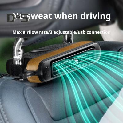 Car Back Seat Cooling Fan with Brushless Motor 3 Speeds Strong Airflow Low Noise Easy Installation Powerful Electric Air Circulation Fan