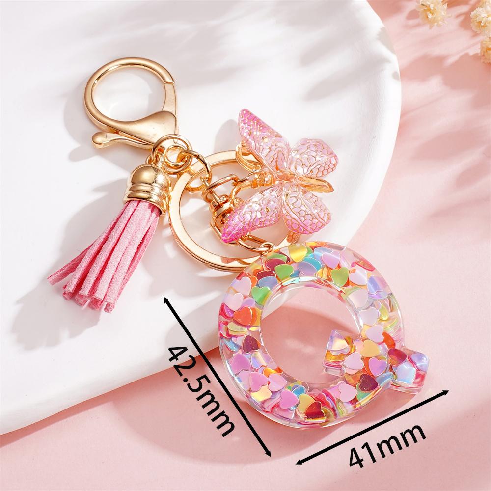 Fashion DIY A-Z Letters Keychain Metal Holder Pendent Key Chain With Butterfly Women Car Key Ring Simple Letter Key Party Gift