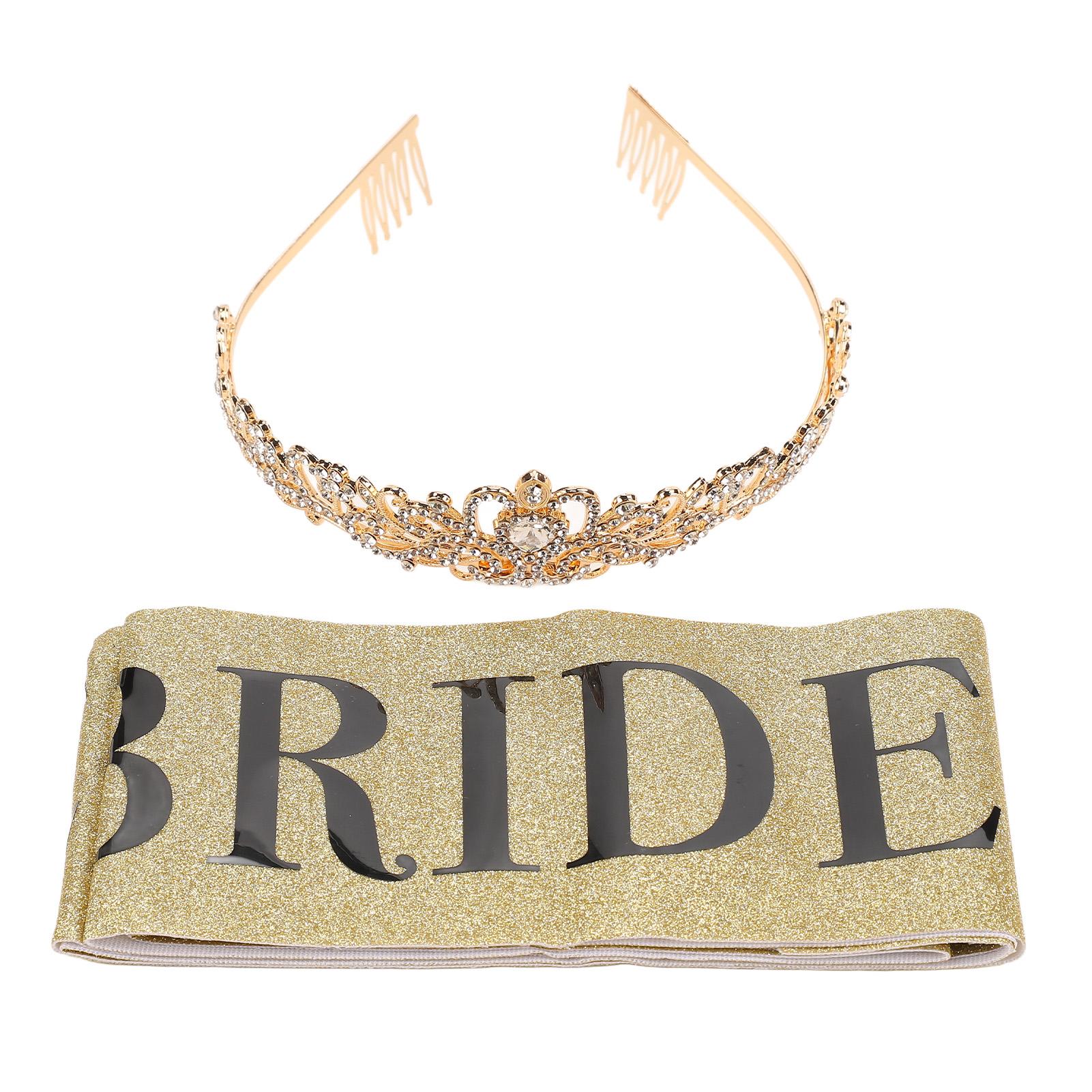 

Bride Sash Crown Kit Black Bride To Be Lettering Sash Sparkling Rhinestones Decorative Crown Bridal Shower Decorations золотой
