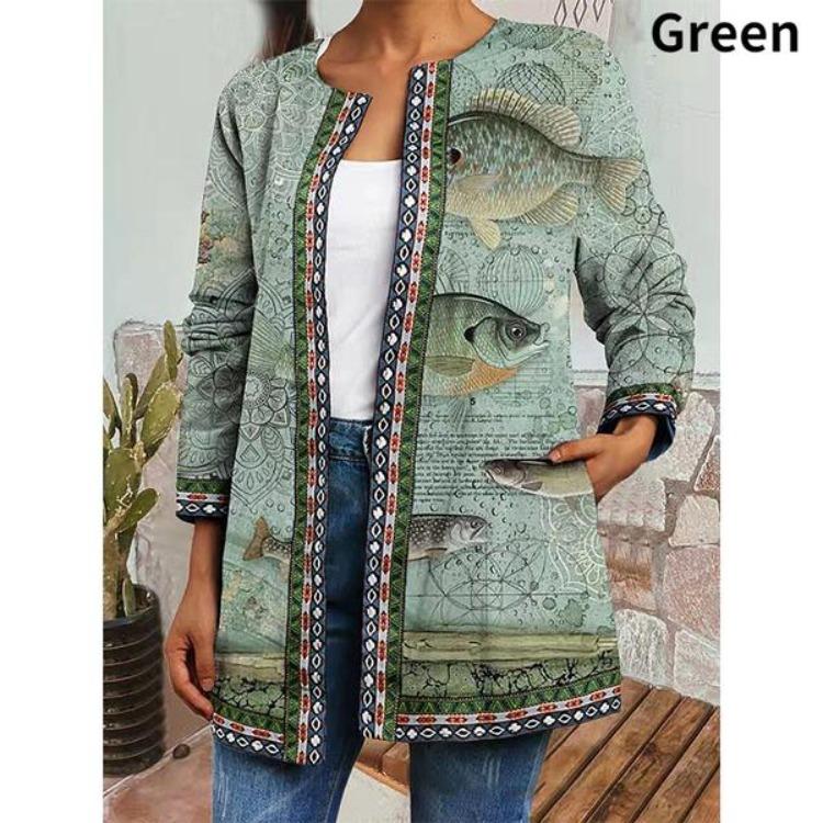 Vintage Floral Print Ethnic Style Jacket Plus Size Tribal Pattern Cardigan Ribbon Webbing Outwear Women Fashion