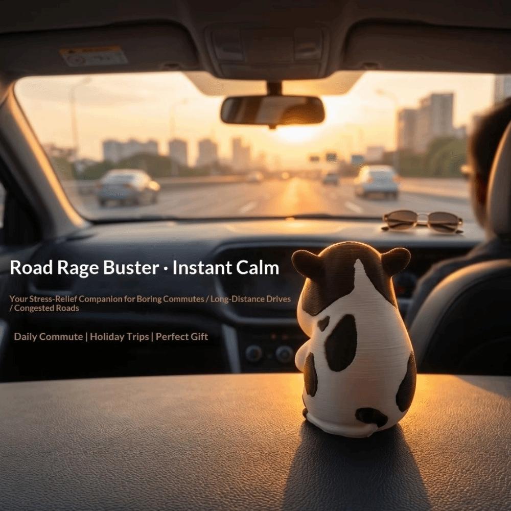Straw Hat Weirdly Cow Figurine Decorative Dashboard Ornament Desk Decor Figurine Desk Decoration