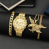 Men'S Steel Belt Men'S Watch Bracelet + Eagle Necklace + Watch Three-Piece Jewelry Set Watch