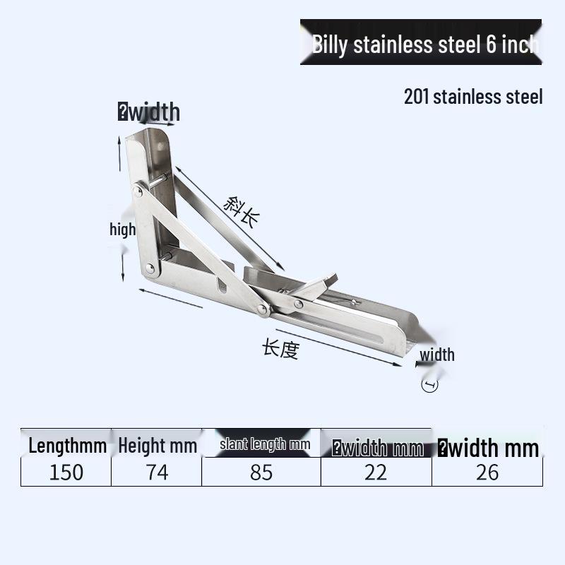 304 Stainless Steel Folding Triangle Bracket for Load-Bearing Storage Support