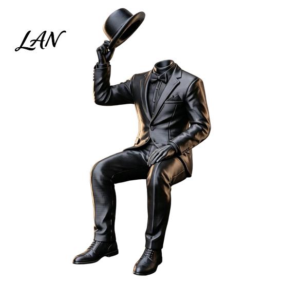 Sitting Figure Sculpture 3D Printed Gentleman Ornament, Minimalist Abstract Faceless Figurine, Elegant Shelf Edge Figurine Aesthetic Art for чёрный