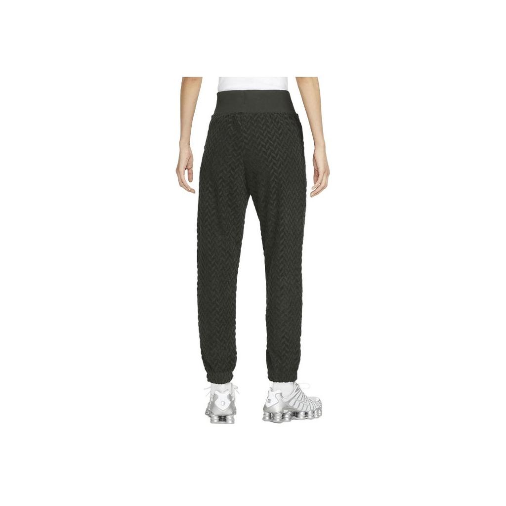Nike Solid Color Drawstring Logo Print High Waist Long Pants Women Bottoms Black DR2179-355