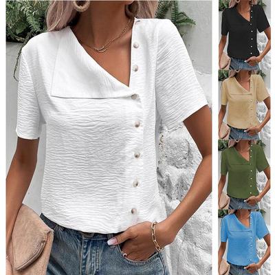 Camisa de viaje de manga corta de algodón y lino retro de talla grande para mujer, estilo europeo y americano, primavera/verano 2023