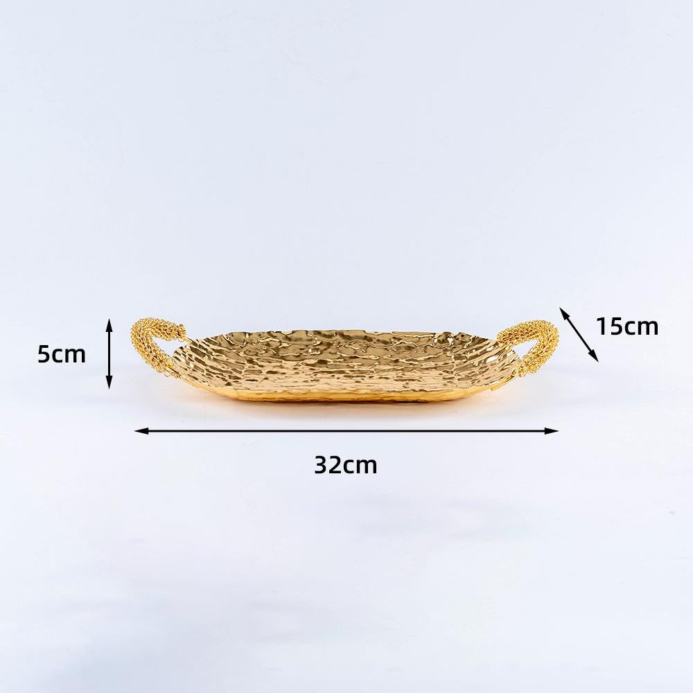 Nordic Wrought Iron Long Tray Golden Curved Fruit Snack Storage Tray Snack Fruit Platter