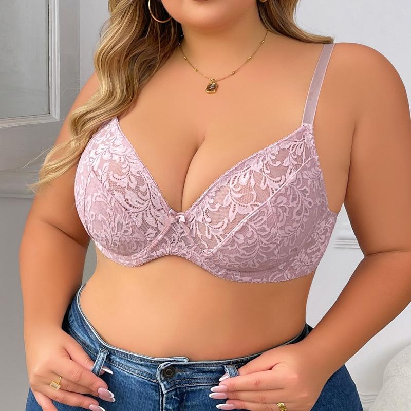 Damen-BH in Übergröße, volle Abdeckung, ultradünn, atmungsaktiv, mit einlagigem Cup, sexy Spitzen-Splice-Bügel, French Romance