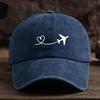 Unisex Love Heart Airplane Print Baseball Cap, Outdoor Sun Protection Fashionable All-Match Duckbill Hat,  cotton