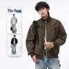 M-XL Spring and Autumn Men's Leather Jacket Season New Large Size Jacket Men's Lapel PU Leather Jacket Men's Corduroy Loose Trend Brand