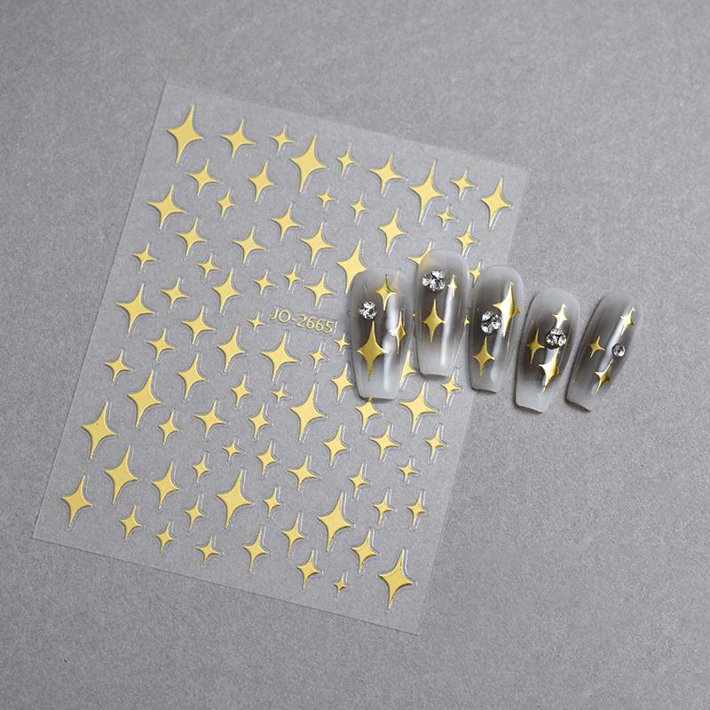 1 Stück Weiß Schwarz Sterne Nagelaufkleber Irreguläre Pentagramm Abziehbilder Rosa Laser Glänzend Glitzer Sternenlicht Maniküre Ornamente Slider