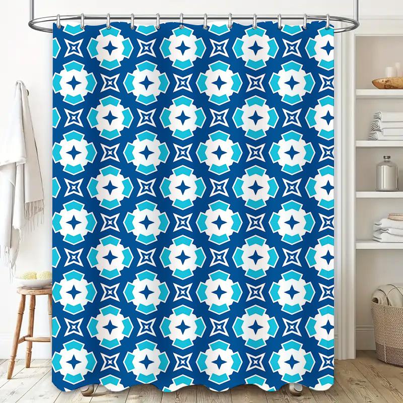 Blauw Wit Vliegerpatroon Douchegordijn Waterdichte Badkamer Decoratie Grote Maat Huisdecoratie Blauw Wit Geometrische Douchegordijnen