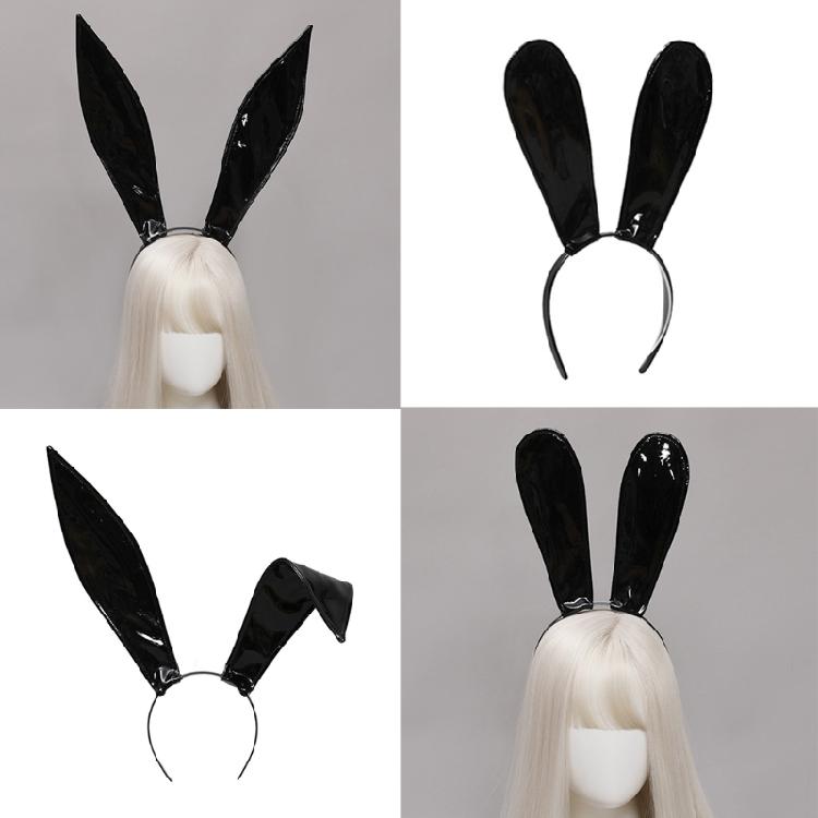 Fascia con Orecchie da Coniglio in Pelle Morbida Copricapo di Halloween Accessori per Capelli Fatti a Mano