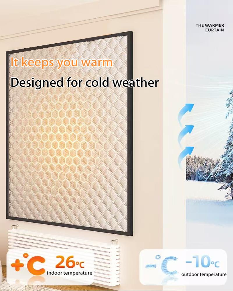 2025 Window Windproof, Warm Curtain, Cold Double Thick Blackout Curtain, Soundproof Cotton Window,black Whole Piece,can Be Customized