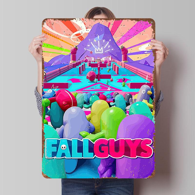 

Fall Guys Game Tin Plaque Poster Customized Wall Art Retro Vintage Metal Signs for Man Cave Mancave Decoration Room Office Decor 7.9x11.8In(20x30cm)