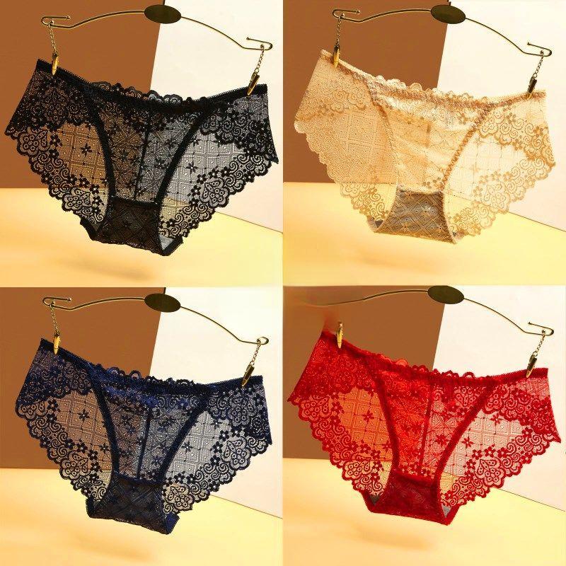 2/4PCS Spitze Sexy Höschen frauen Unterhose Niedrige Taille Unterwäsche Frauen Pantys Dessous