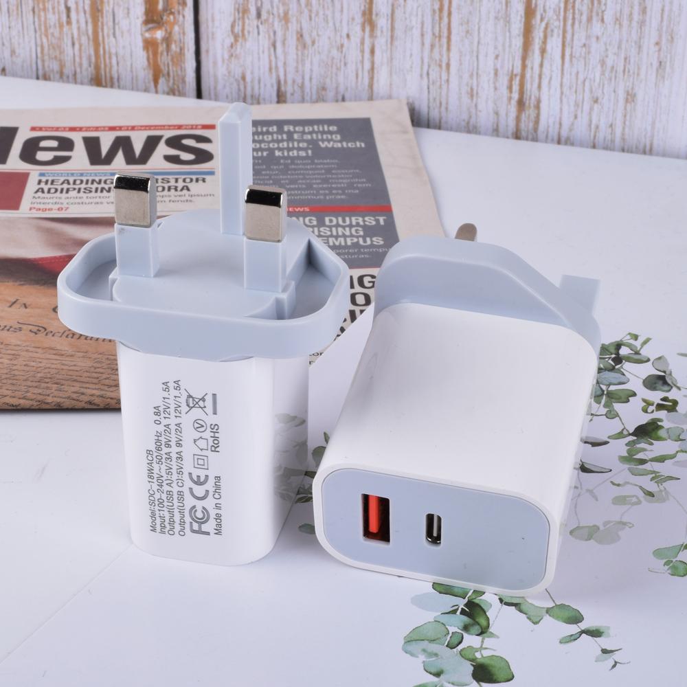 UK  White Plug Type C PD 20W Fast Charging Phone Charger for IPhone Samsung