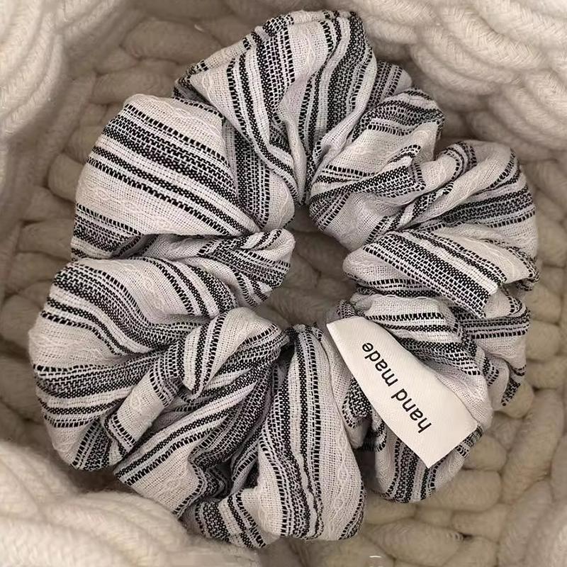Women Korean Stripe Rubber Band Scrunchies Elegant Simple Elastic Hair Rings Ponytail Tie Sweet Hair Ornament Accessories Headband