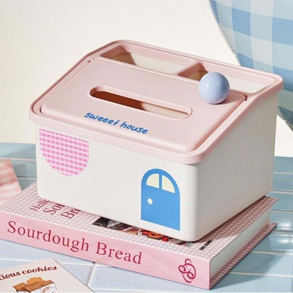Big Capacity Tissue Storage Box House Shape Desktop Storage Holder Tissue Paper Box Desktop