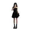 French Hepburn Black Suspender Dress, New High-end Temperament Waist and Thin Short Skirt, Small Black Dress Skirt.