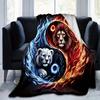 1pc Yin Yang Lions Blanket, Soft Warm Throw for Home Decor, Gift Idea, Living Room, Travel, Camping, Car Blankets