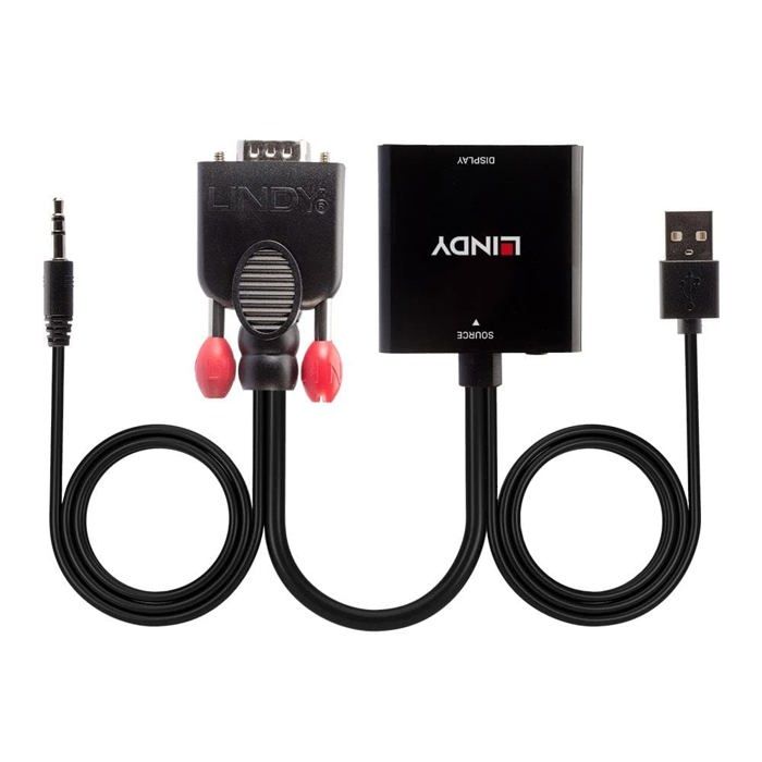 Adaptateur acquisition audio - vidéo Lindy - 38284 - Convertisseur VGA - HDMI - 1920x1080p