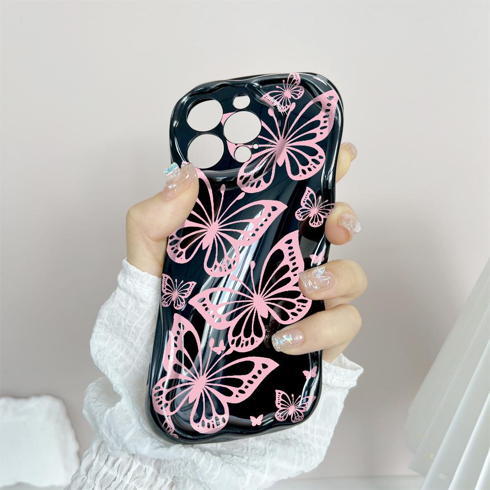 Cartoon Pattern Cream Texture Casing Wavy Edge Soft Silicone Cover Phone Case for IPhone Samsung Huawei Honor Xiaomi Redmi Infinix Tecno