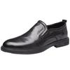 One pedal breathable loafers men's leather shoes soft sole non-slip British retro business dress lazy casual wedding shoes