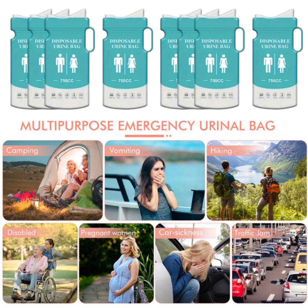 8/12/24 Stück Einweg-Urinbeutel für Erwachsene, Wirtschaftlich und Tragbar, Reise-Notfall-Urinbeutel, 750ml Tragbarer Outdoor-Einweg-Notfall-Urinbeutel für Herren
