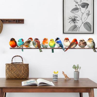 Self Adhesive Bird On Tree Branch Wall Sticker Removable Decal for Bedroom Living Room Hallway Home Wall Decor