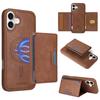For iPhone 16 Plus Magnetic Case BETOPNICE Leather Phone Cover Kickstand with Detachable Card Bag