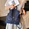 Korean Style Denim Drawstring Backpack Large Capacity Girl Travel Rucksack  Women/men