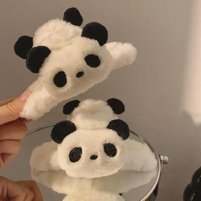 Panda Plush Hair Clip for Women - Cute Cartoon Shark Ornament for Autumn/Winter